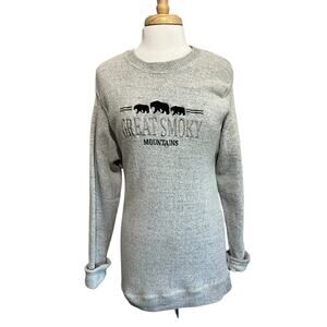Vintage Great Smoky Mountains Bears Heather Gray Tunic Sweatshirt Size M USA